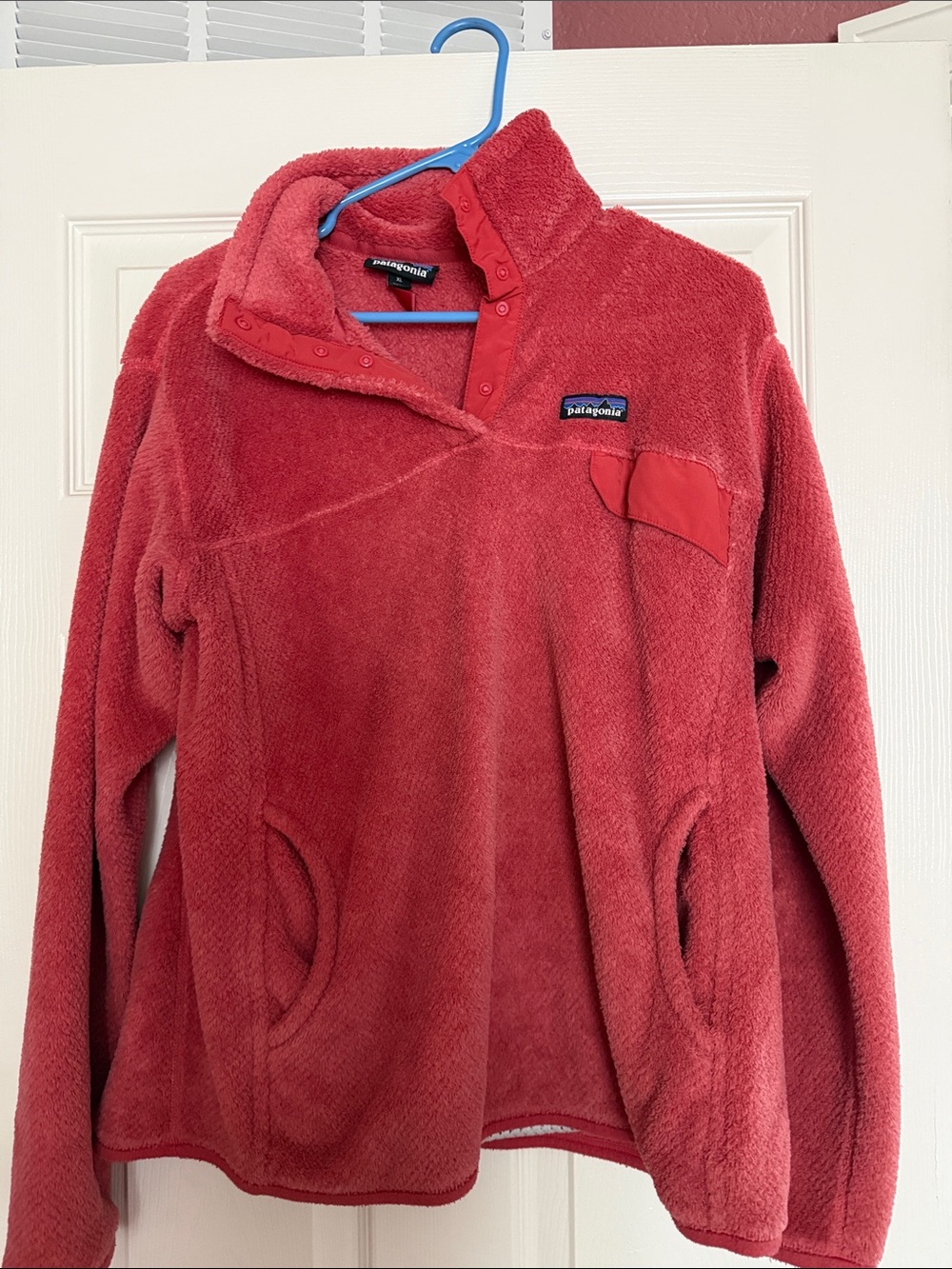 Patagonia Red Plush Snap-Button Fleece Pullover